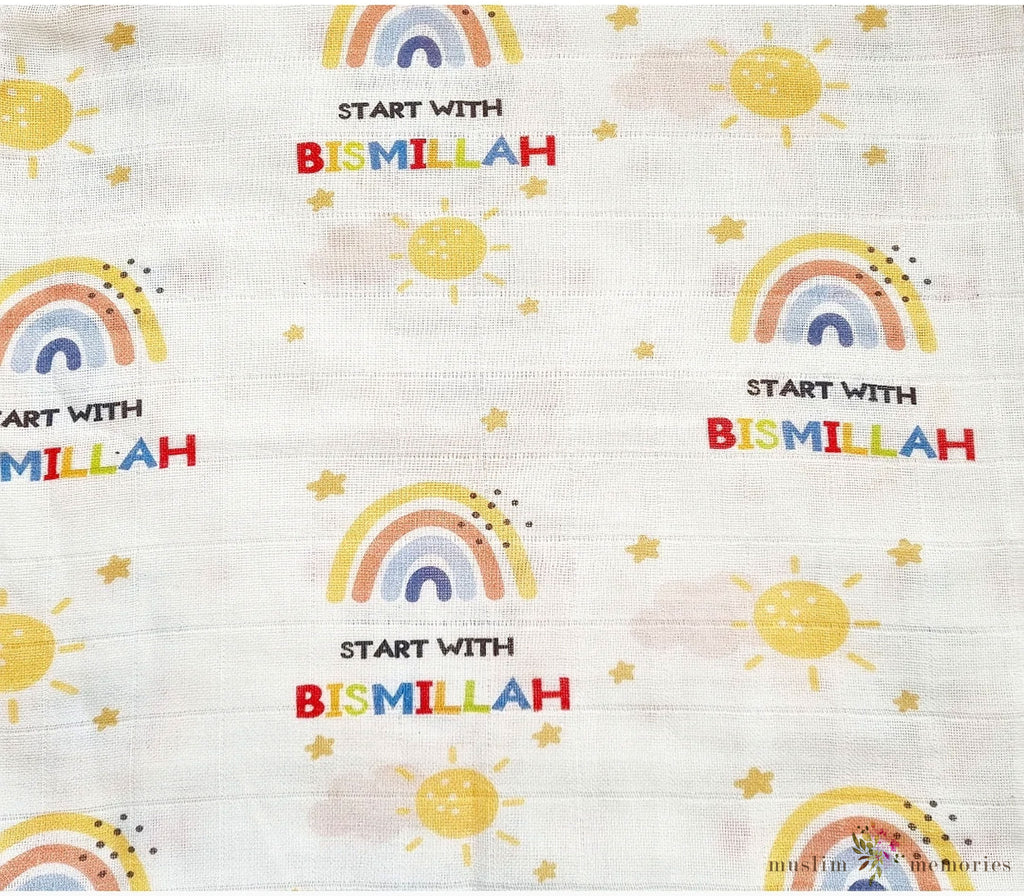 Arabic Alphabet Baby 100% Cotton Muslin Cloths (Set of 3) Muslim Memories