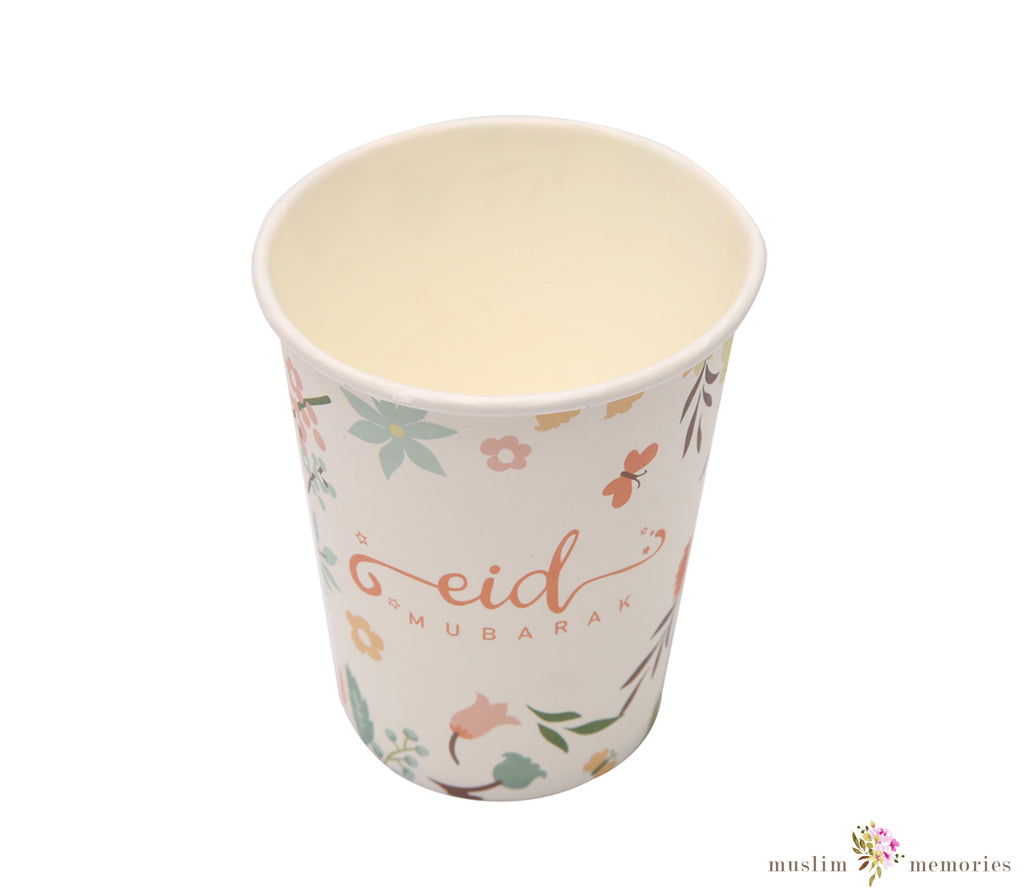 "Flower" Theme Eid Mubarak Paper Cups Muslim Memories