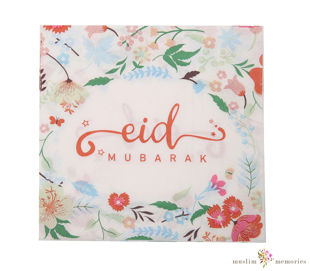 Eid Mubarak Napkins Flower Themed Muslim Memories