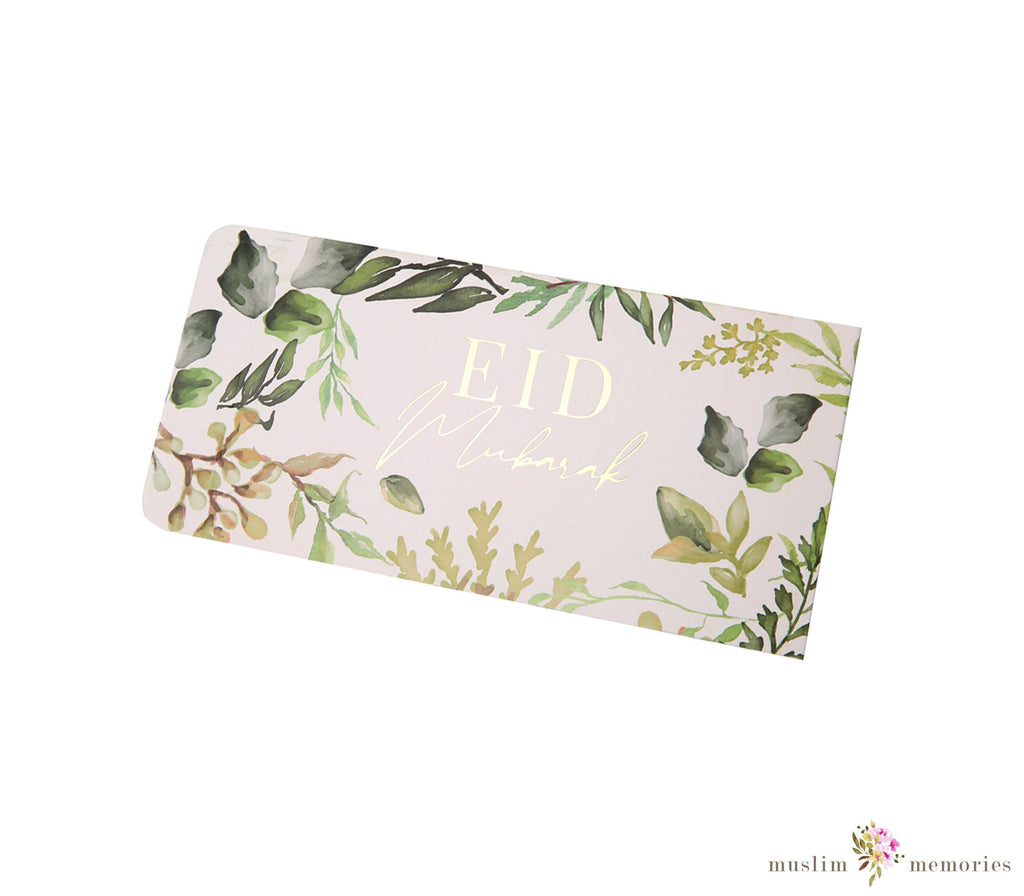 Eid Mubarak Money Envelopes Green Leaf Theme Muslim Memories