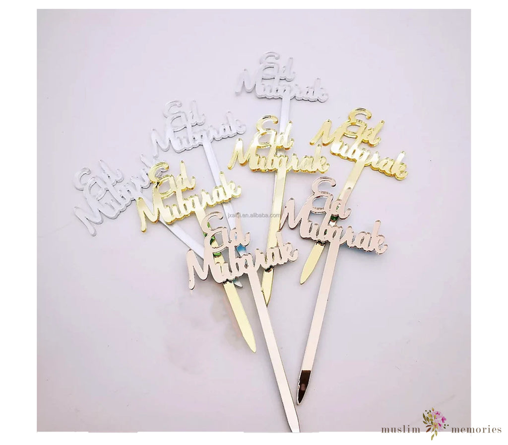 Eid Mubarak Acrylic Cupcake Toppers Muslim Memories