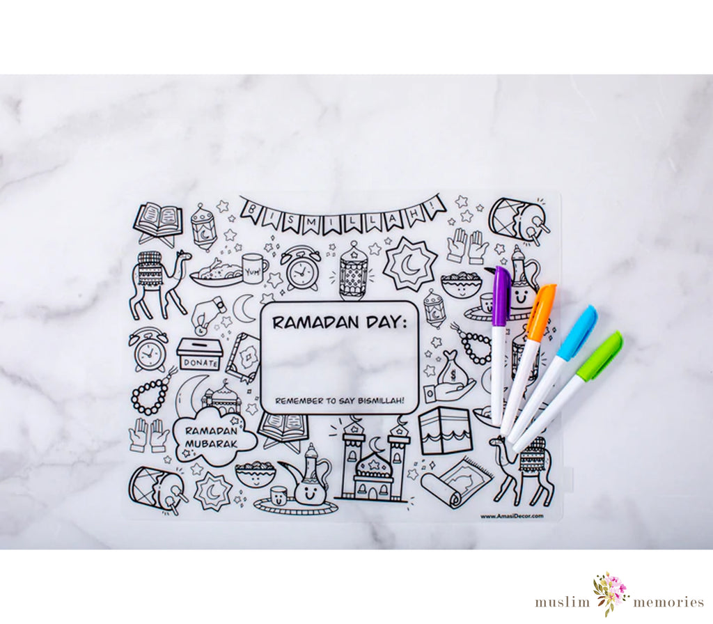 Reusable Ramadan Coloring Silicone Placemat Amasi Decor