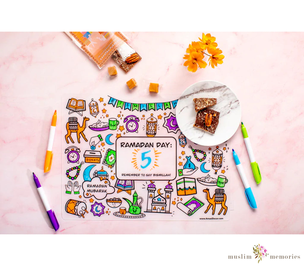 Reusable Ramadan Coloring Silicone Placemat Amasi Decor
