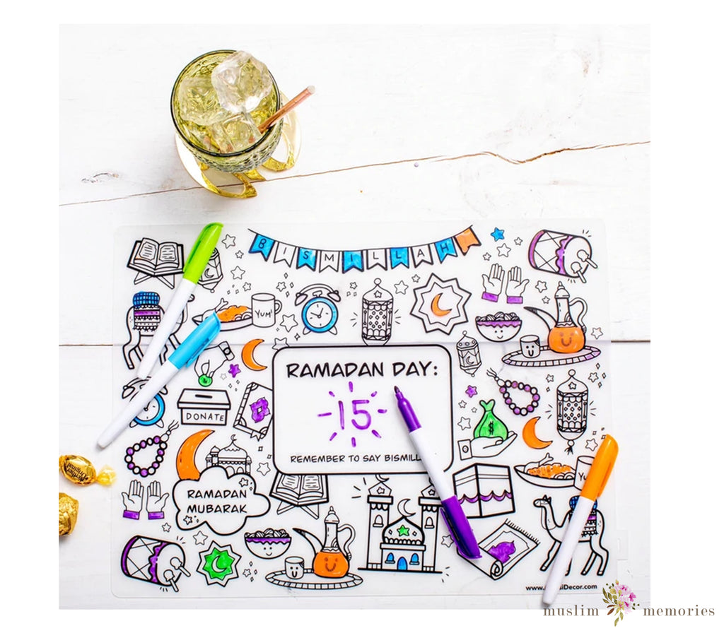 Reusable Ramadan Coloring Silicone Placemat Amasi Decor