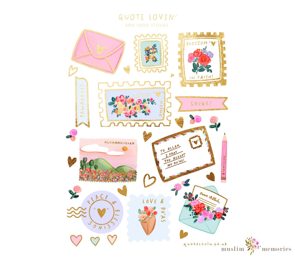 Islamic Stickers Sheet of Beloved Quotes Muslim Memories