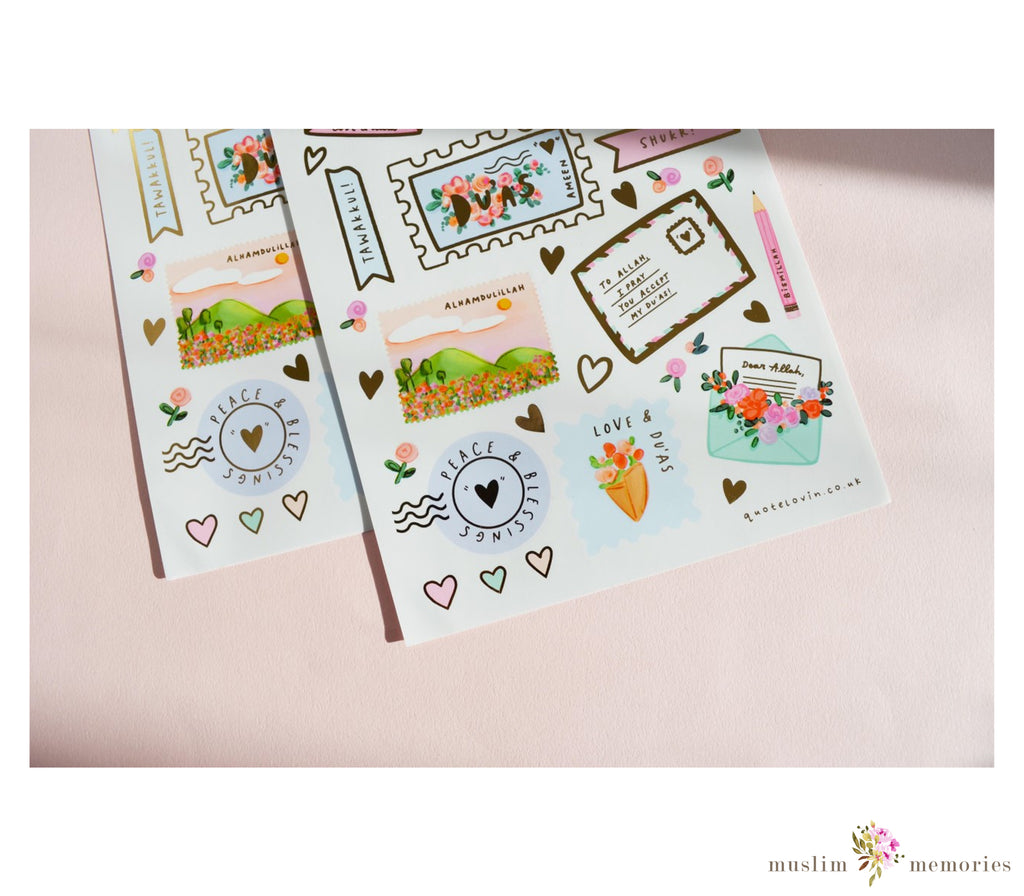 Islamic Stickers Sheet of Beloved Quotes Muslim Memories