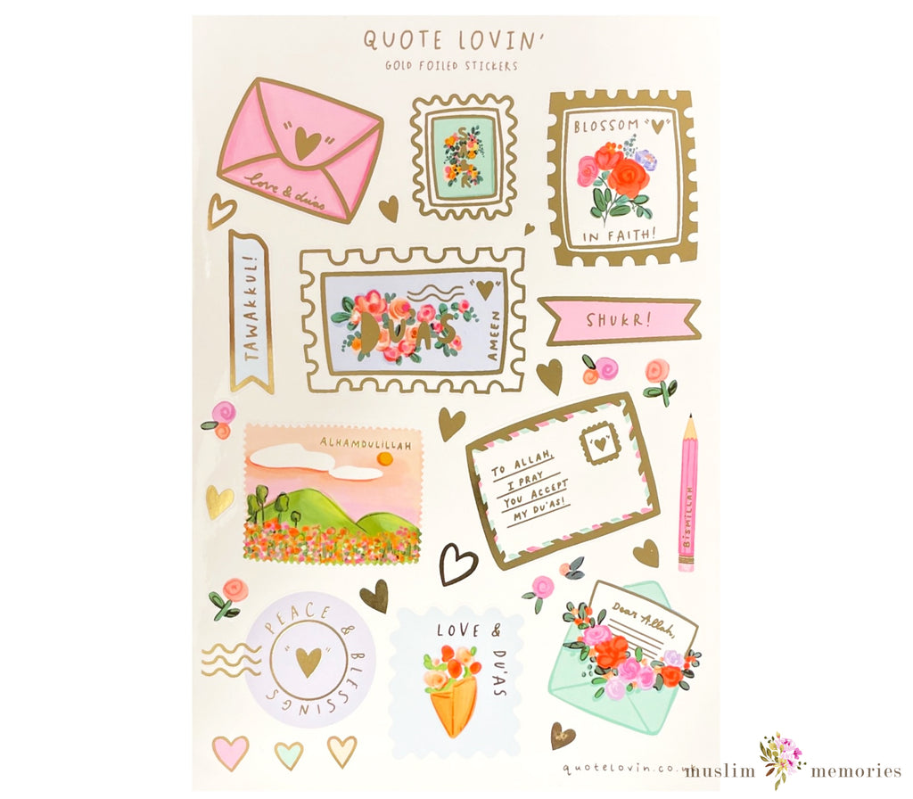 Islamic Stickers Sheet of Beloved Quotes Muslim Memories