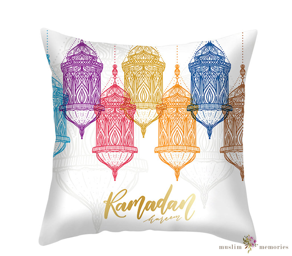 Ramadan Kareem Colorful Lanterns Pillow Case Muslim Memories