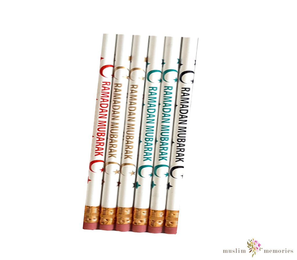 Ramadan Mubarak 6 Piece Pencils Set Assorted Colors Muslim Memories