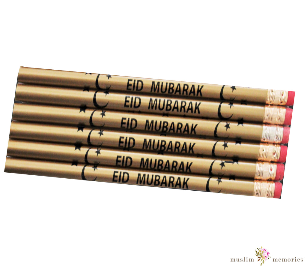 Eid Mubarak 6 Piece Pencils Set-Gold Muslim Memories