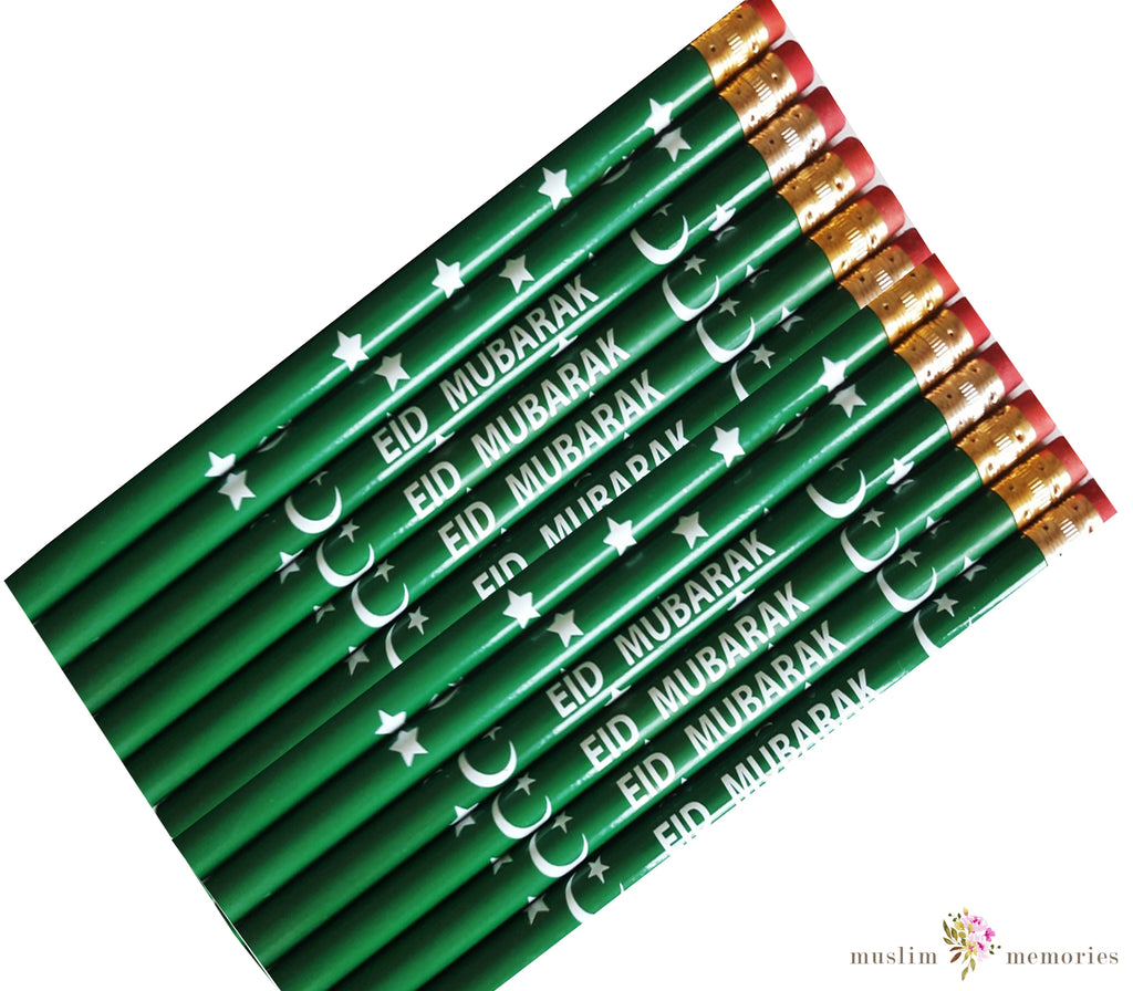 Eid Mubarak 12 Piece Pencils Set-Green Muslim Memories