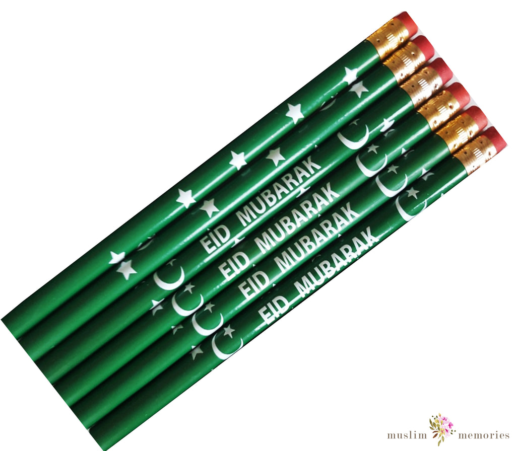 Eid Mubarak 6 Piece Pencils Set-Green Muslim Memories