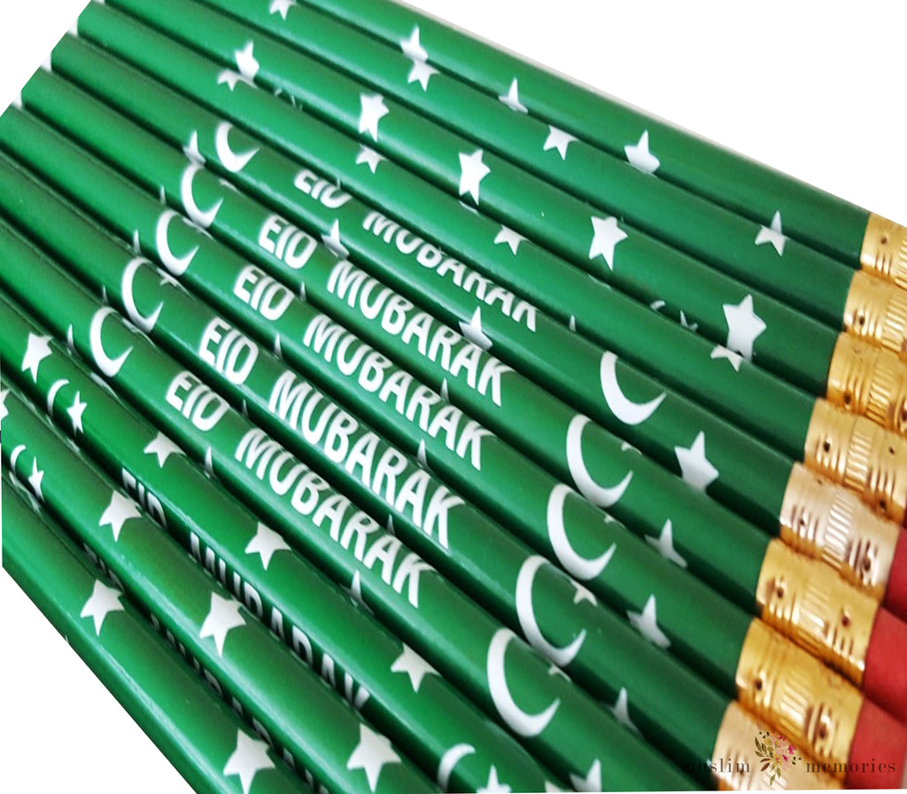 Eid Mubarak 12 Piece Pencils Set-Green Muslim Memories