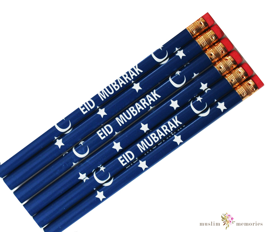 Eid Mubarak 6 Piece Pencils Set-Blue Muslim Memories