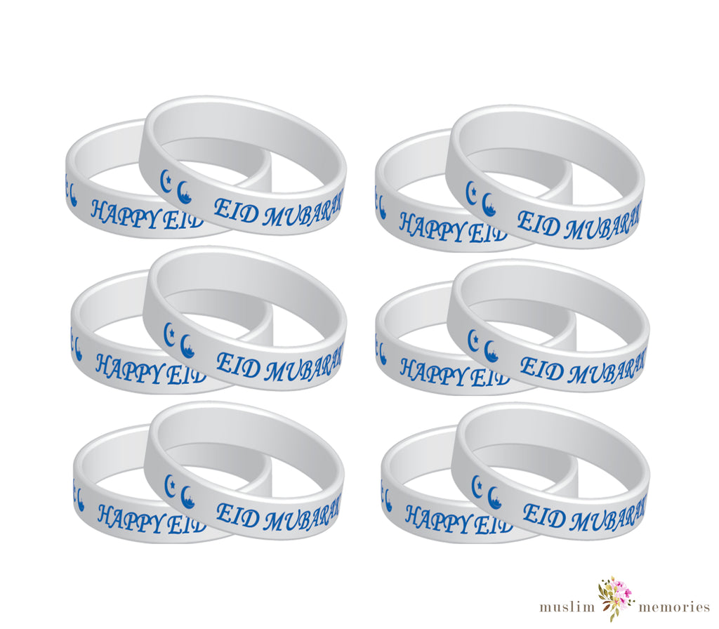 Eid Mubarak/Happy Eid Wristband Set of 12 Pieces Muslim Memories