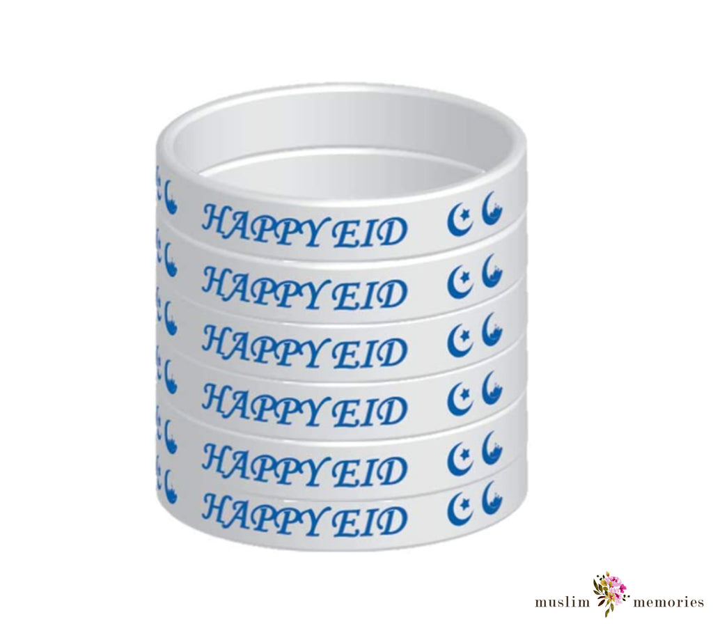 Eid Mubarak/Happy Eid Wristband Set of 6 Pieces Muslim Memories