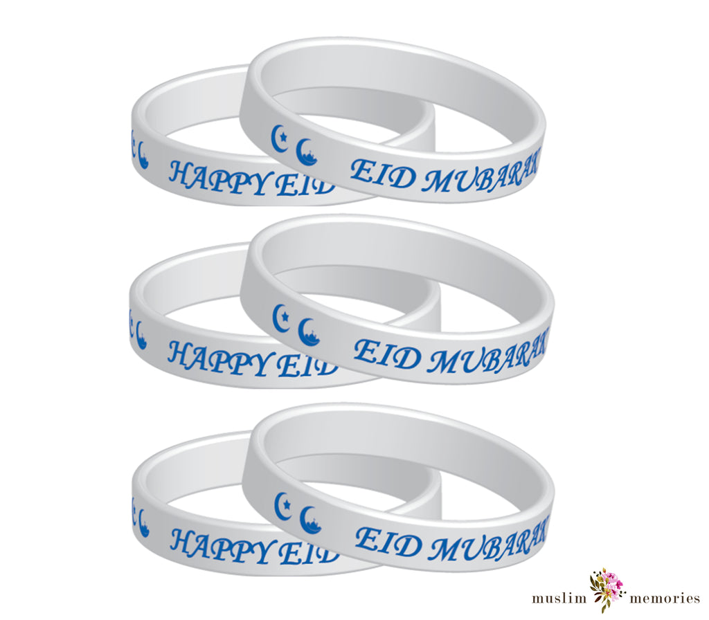 Eid Mubarak/Happy Eid Wristband Set of 6 Pieces Muslim Memories