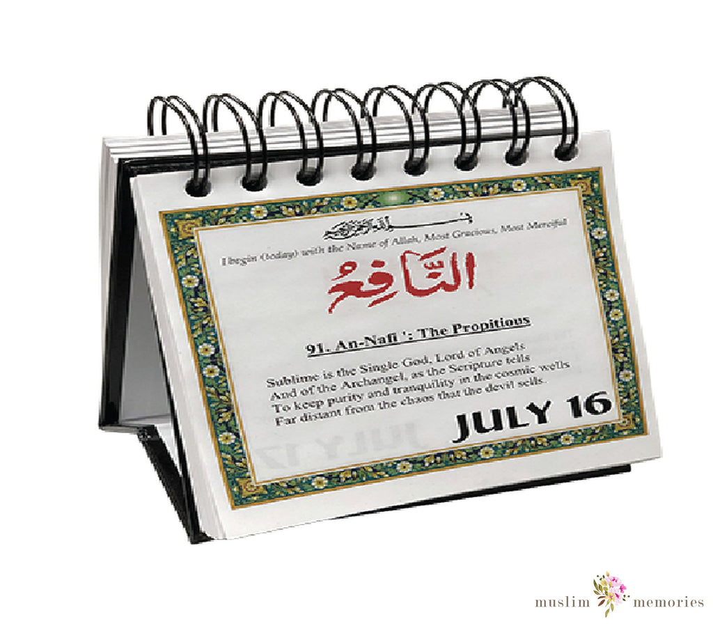 Desk Calendar Learning the 99 Names of Allah Muslim Memories