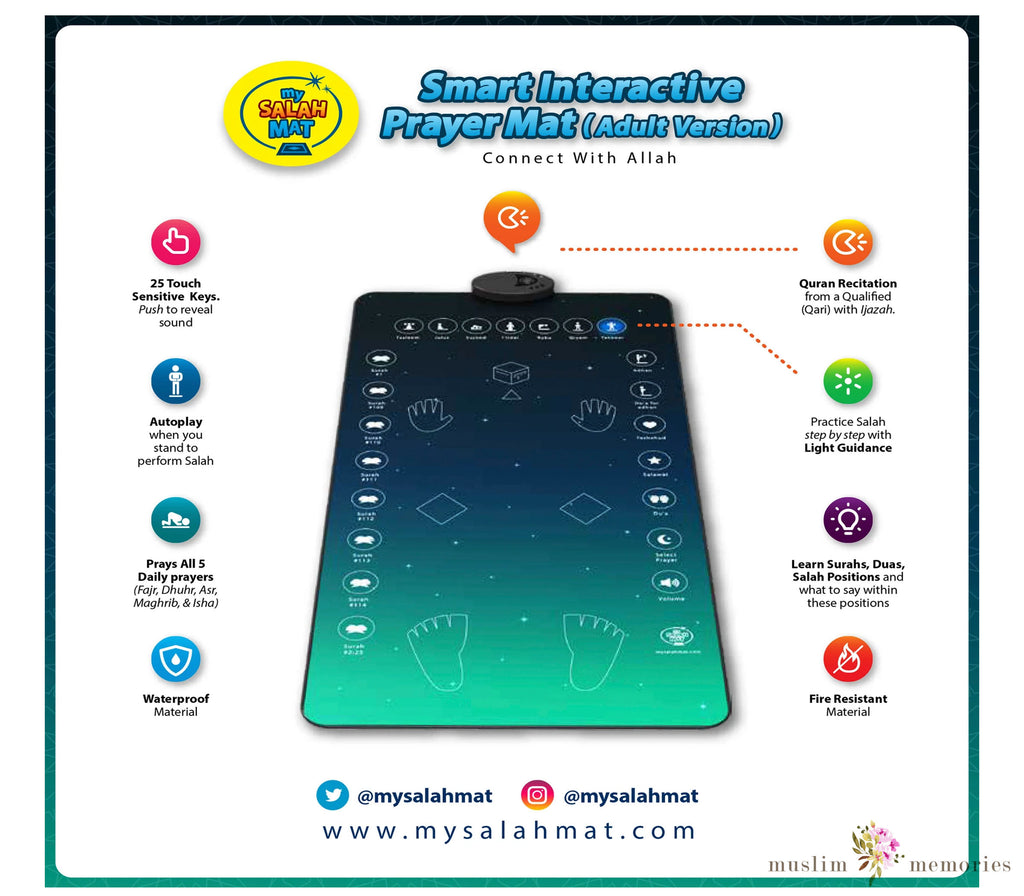 Interactive My Salah Prayer Mat Adult Version | Revert Adult Prayer Mat Muslim Memories