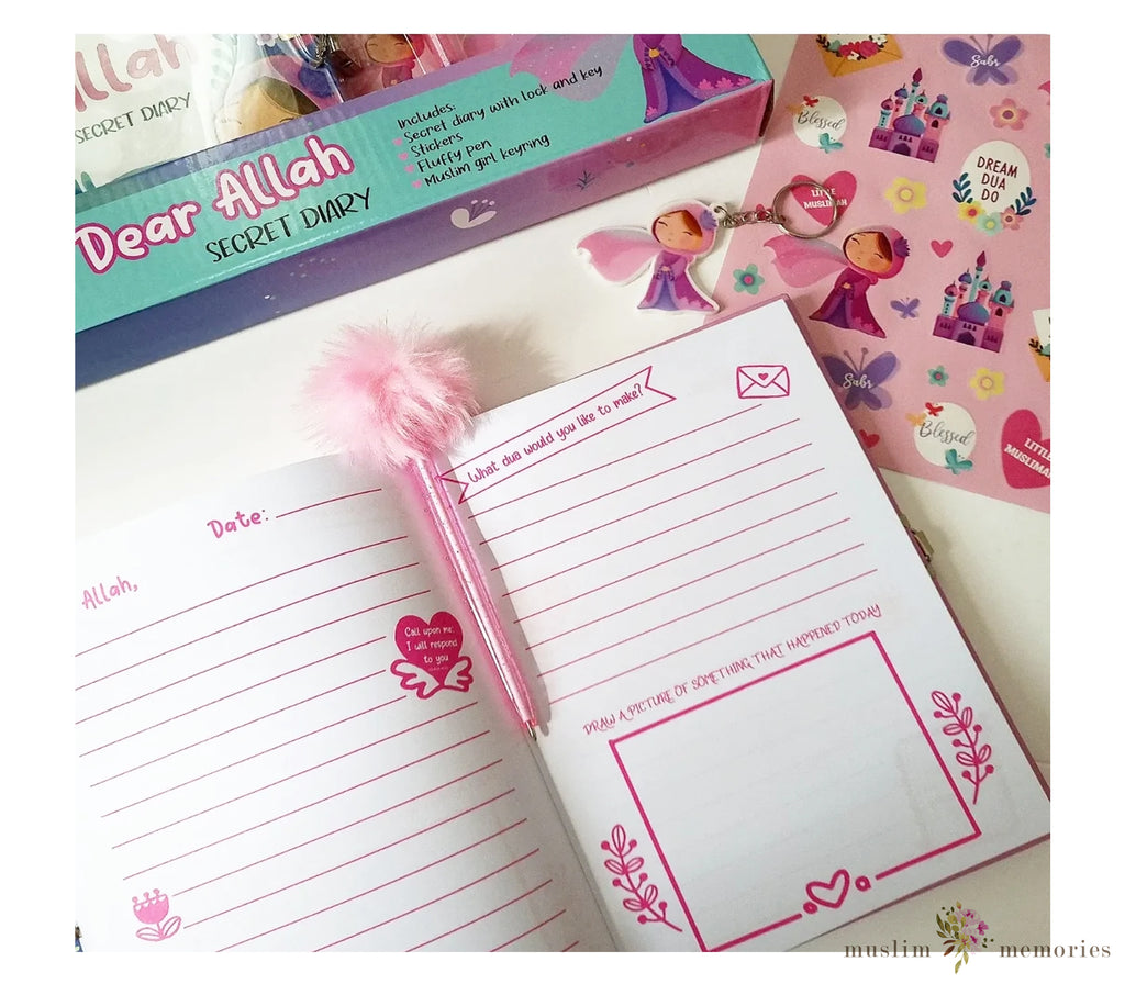 Dear Allah Childrens Islamic Secret Diary Set - Pink Imaan Kidz