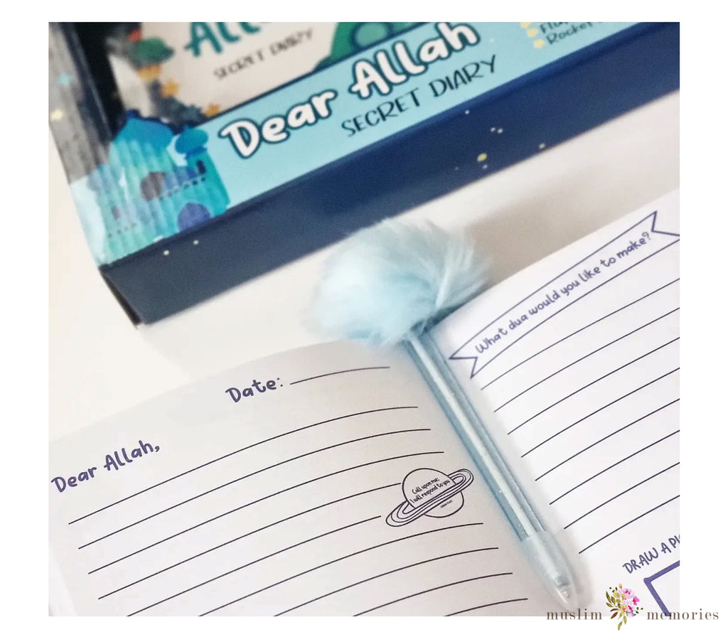 Dear Allah Children's Secret Diary Gift Set in Blue Imaan Kidz