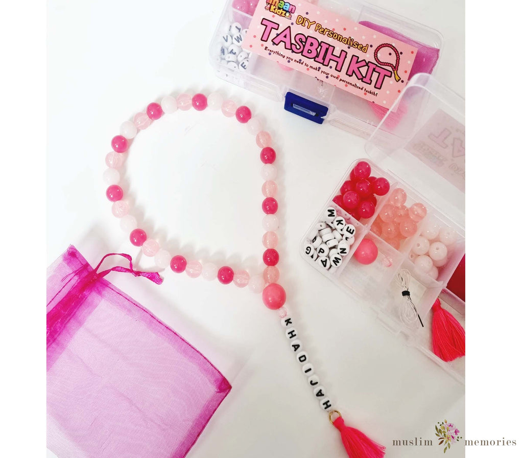 Kids Islamic Tasbih Pink Prayer Beads Gift Kit Imaan Kidz