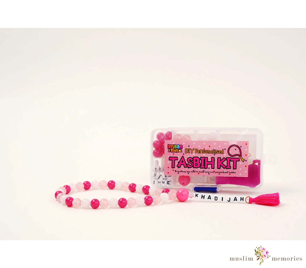 Kids Islamic Tasbih Pink Prayer Beads Gift Kit Imaan Kidz