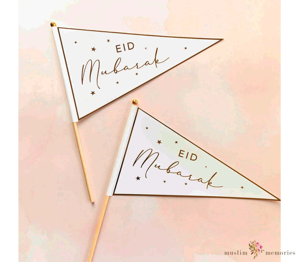 Oversized Eid Mubarak Flag Toppers (Set of 2) Amasi Decor