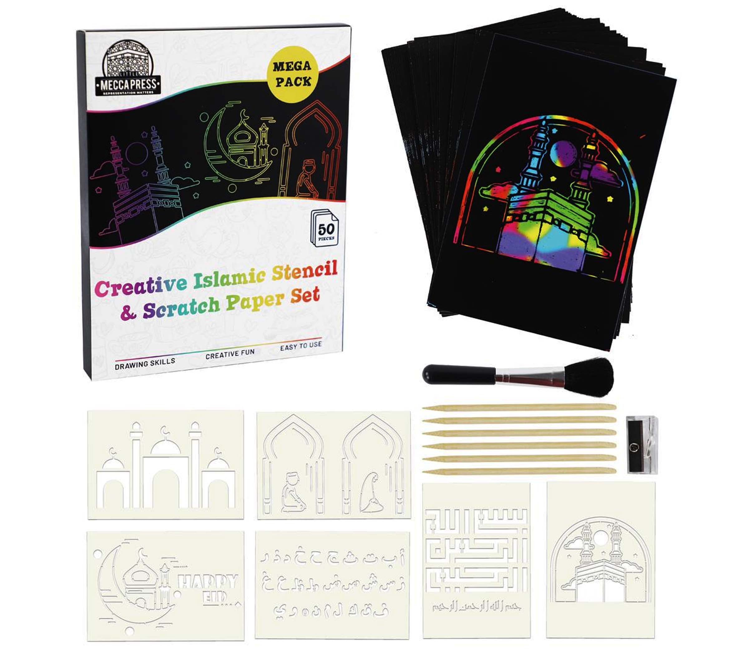 Islamic Art Stencil and Scratch Paper Set 6 Beautiful – Muslim Memories