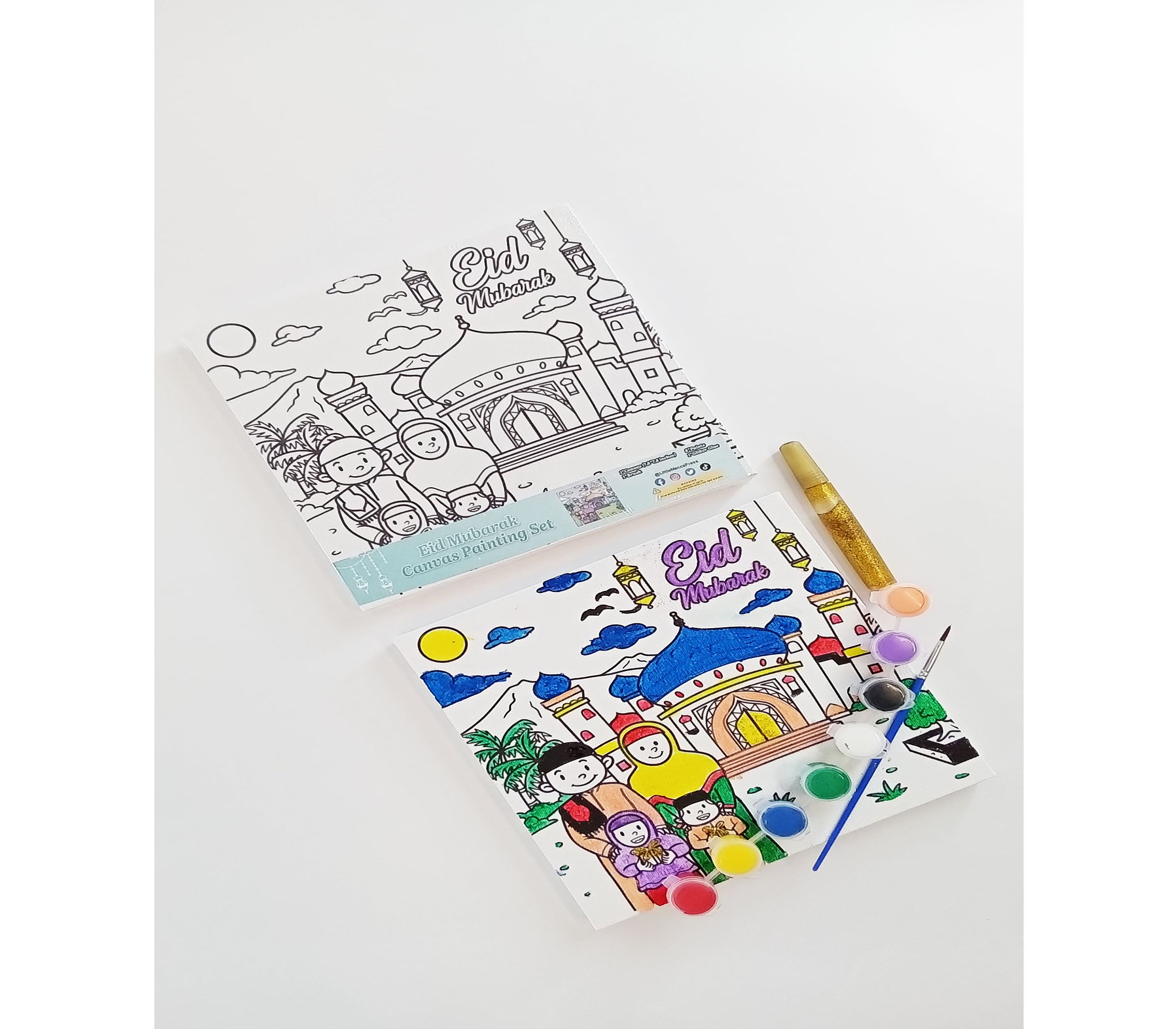 Eid Mubarak Children's Canvas Paint Set With 8 Vibrant – Muslim Memories