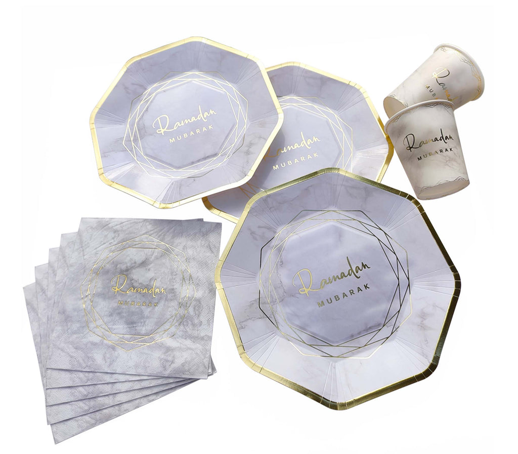 Ramadan Mubarak White and Gold Napkins Muslim Memories