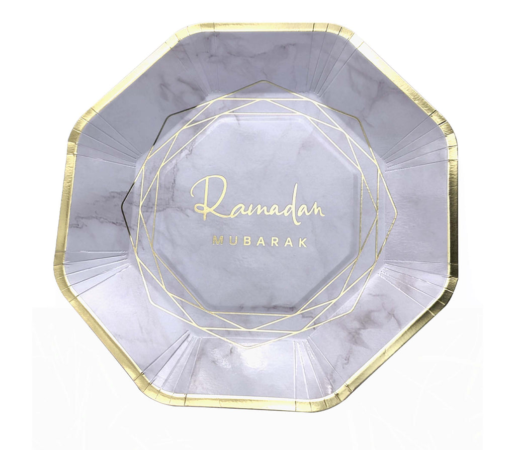 Ramadan Mubarak White and Gold Plate Set of 10 Muslim Memories