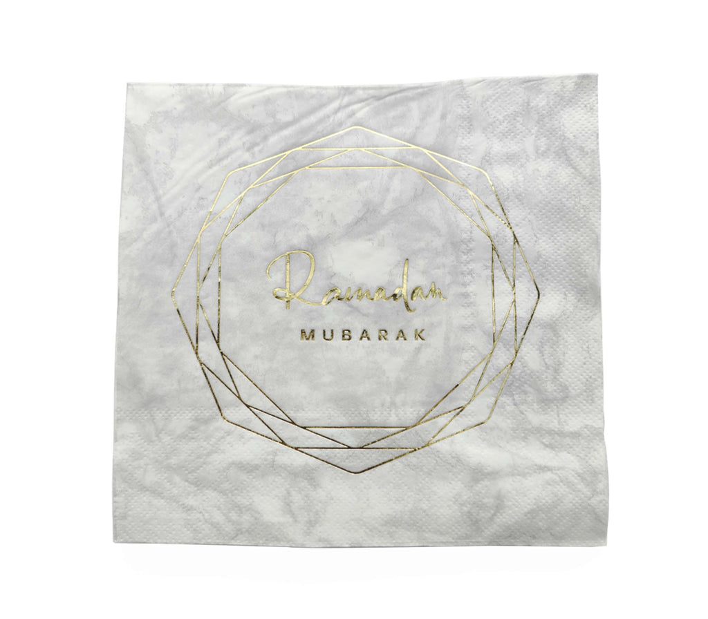 Ramadan Mubarak White and Gold Napkins Muslim Memories