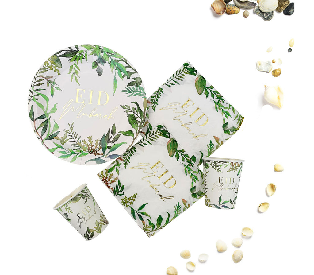 Eid Mubarak Green Leaf Napkins Muslim Memories