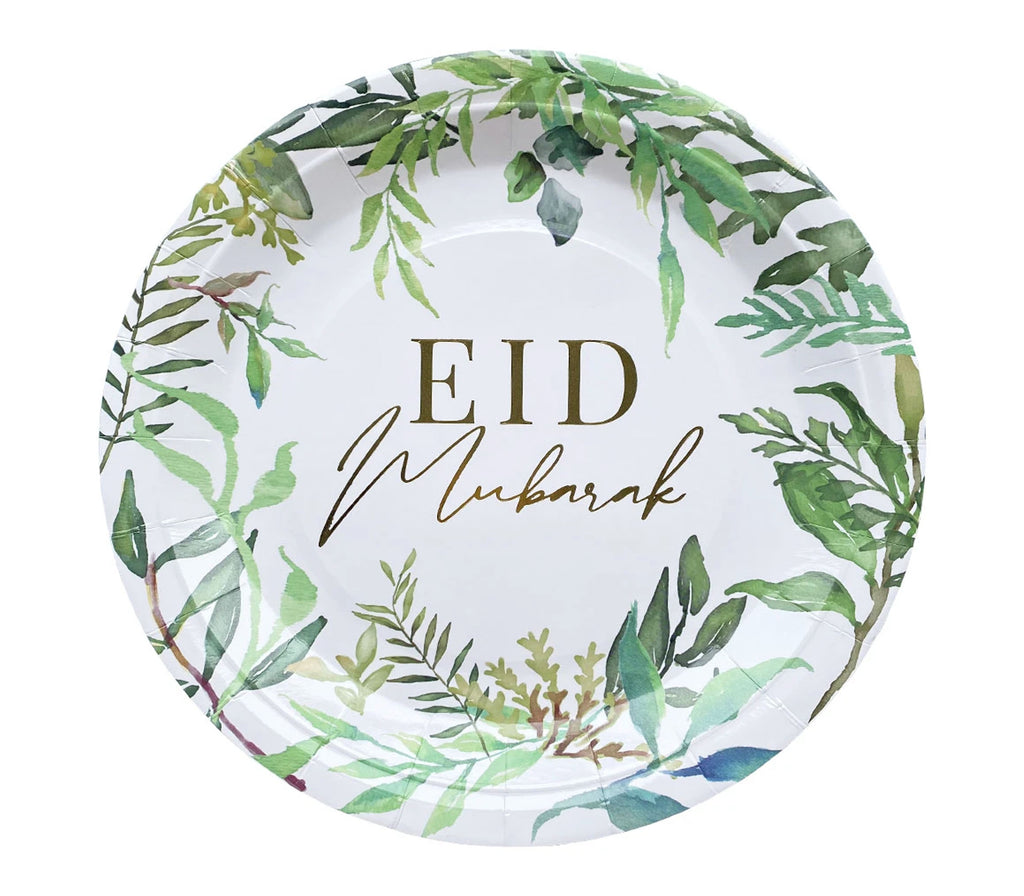 Eid Mubarak Green Leaf Plates Muslim Memories