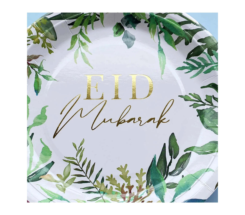 Eid Mubarak Green Leaf Plates Muslim Memories