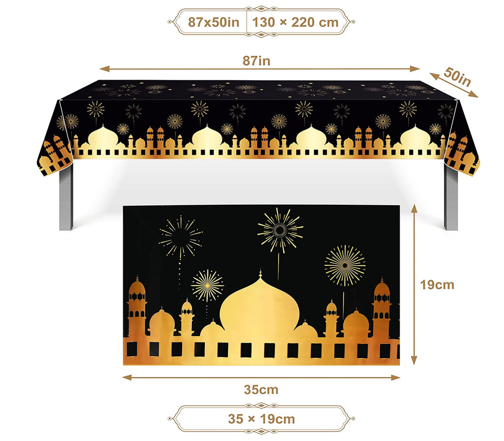 Black and Gold Reusable tablecloth Muslim Memories
