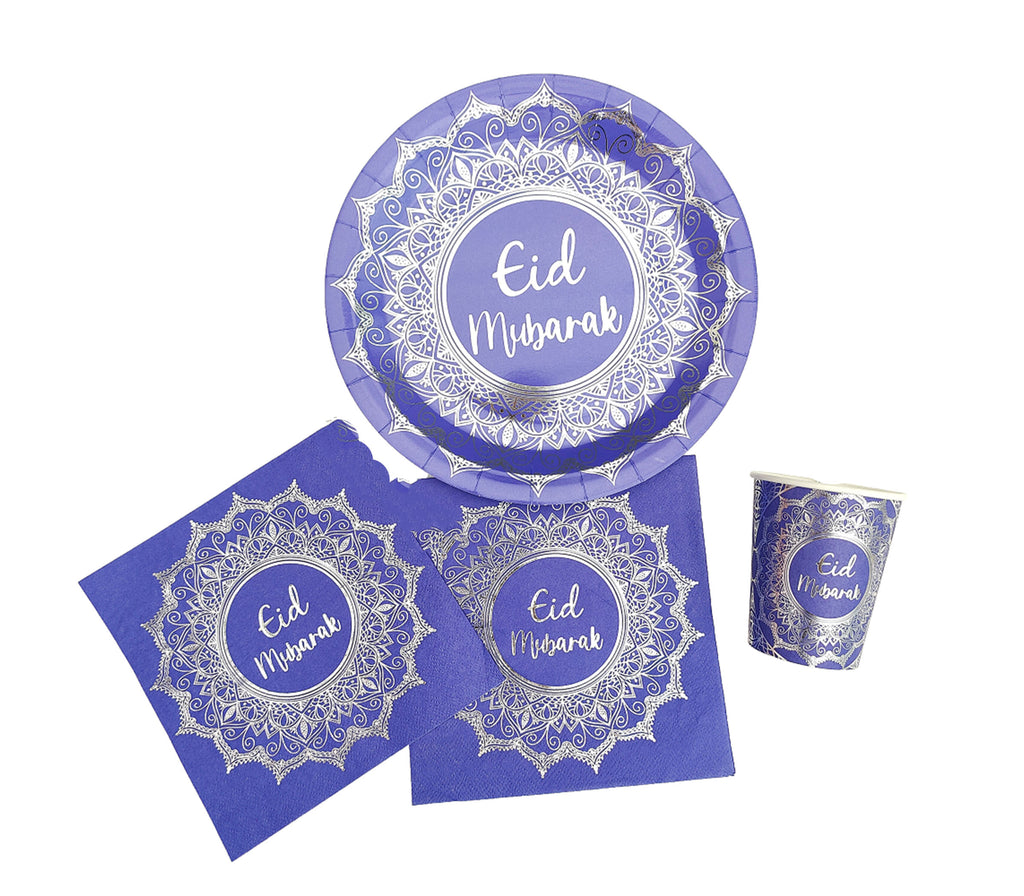Eid Mubarak Paisley and Silver Paper Plates Muslim Memories