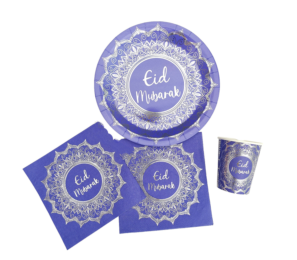 Eid Mubarak Paisley Silver foil Paper Cups – Muslim Memories