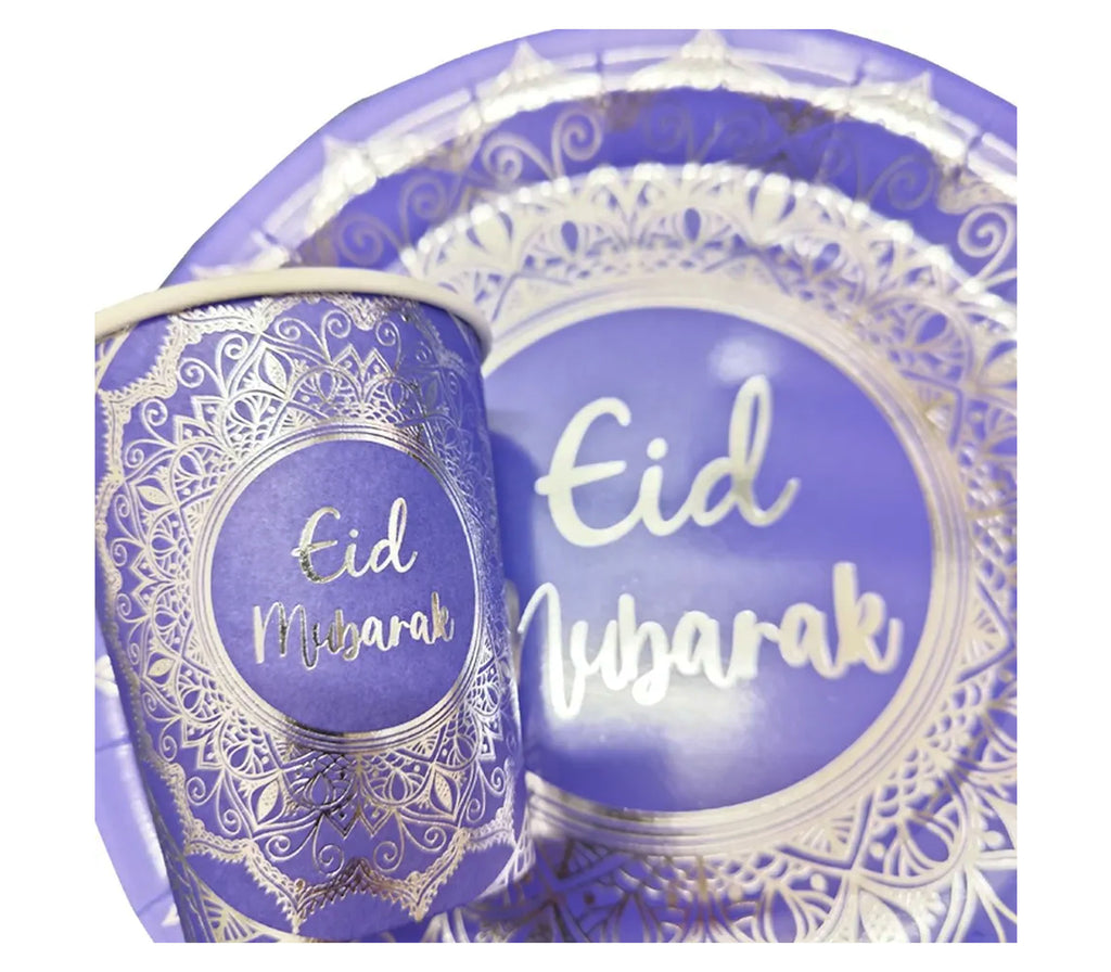 Eid Mubarak Paisley and Silver Paper Plates Muslim Memories