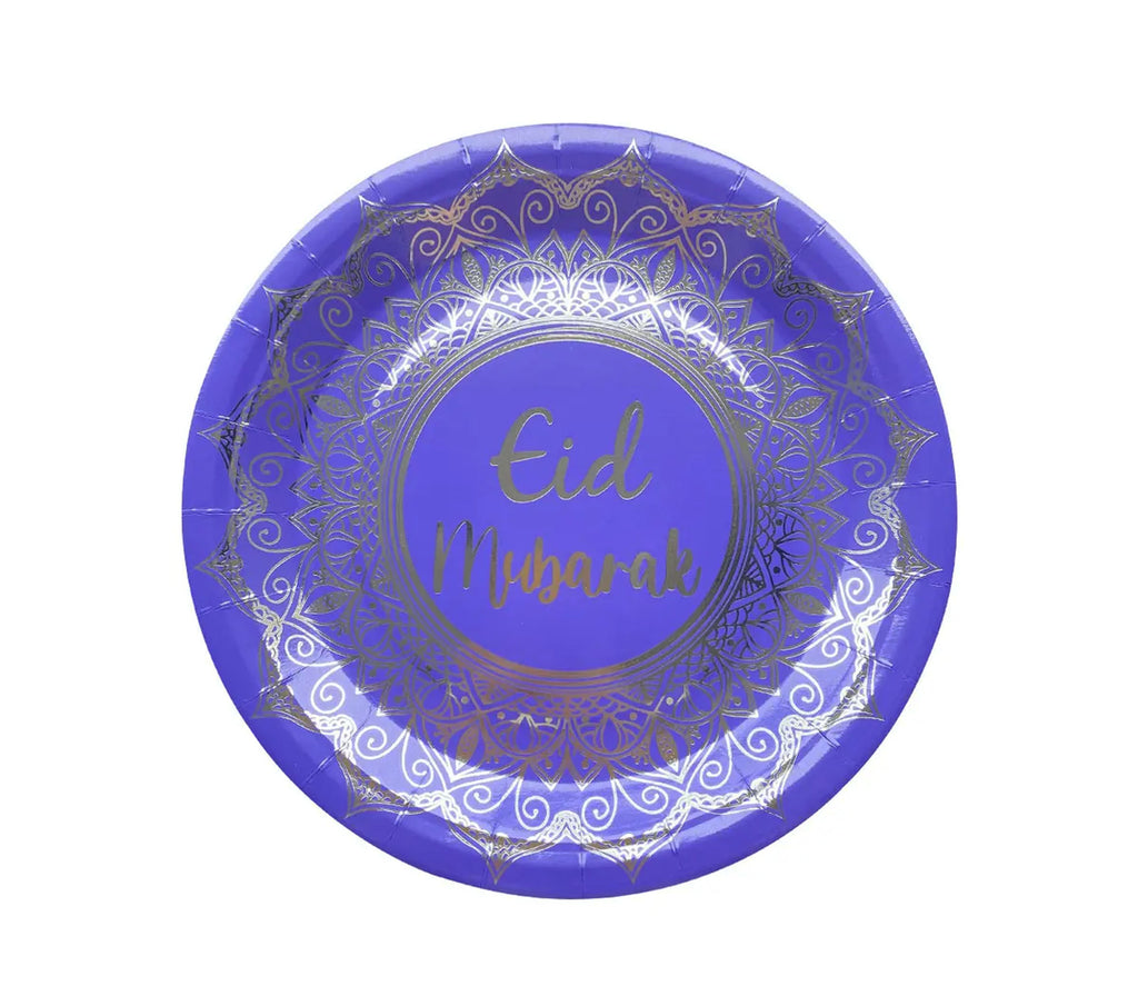 Eid Mubarak Paisley and Silver Paper Plates Muslim Memories