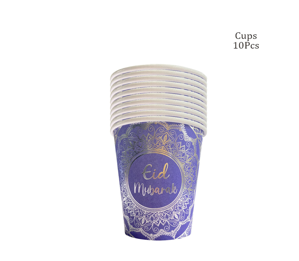 Eid Mubarak Paisley Silver foil Paper Cups Muslim Memories