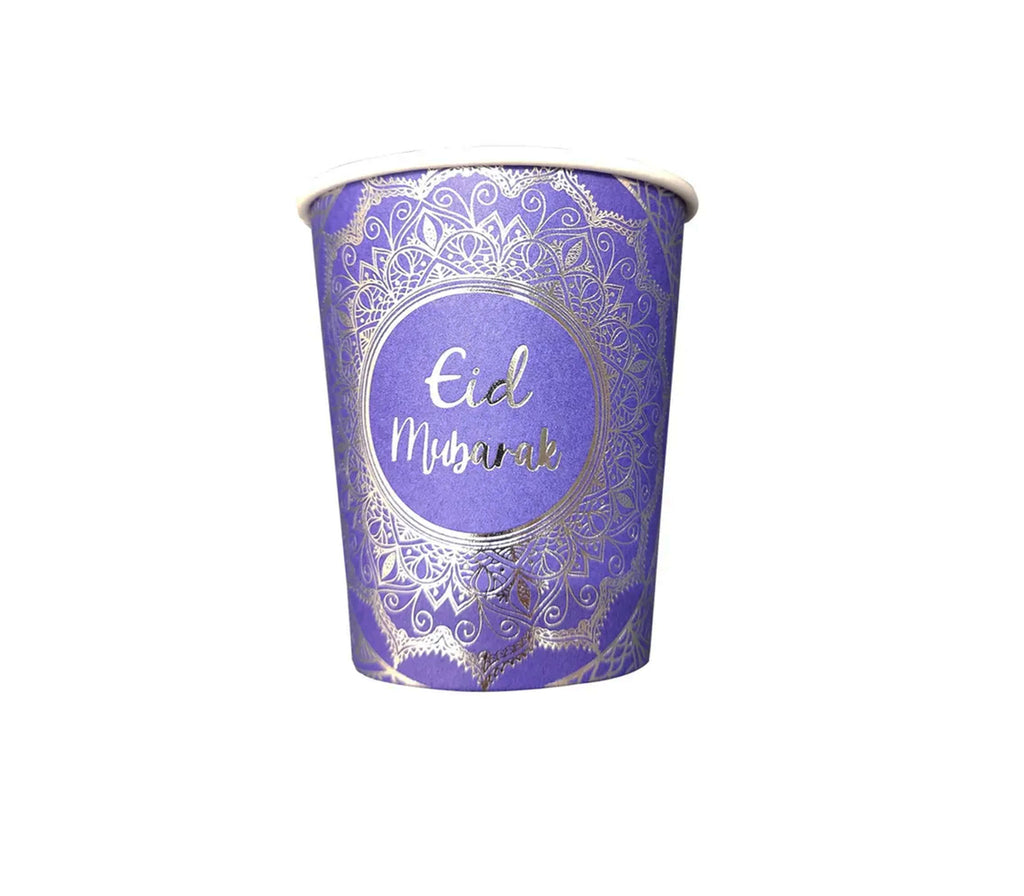 Eid Mubarak Paisley Silver foil Paper Cups Muslim Memories