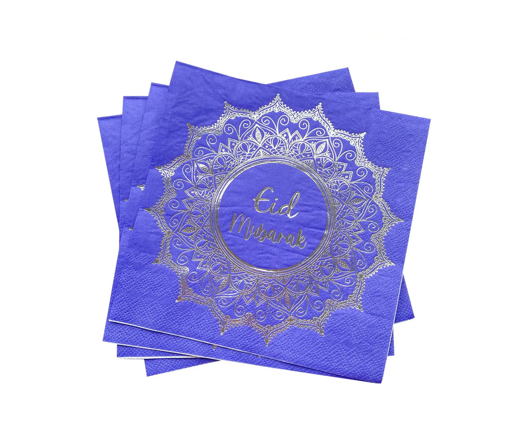 Eid Mubarak Paisley Silver Napkins Muslim Memories