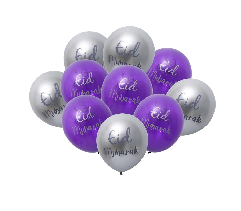 Eid Mubarak Paisley Silver Foil Balloons Muslim Memories