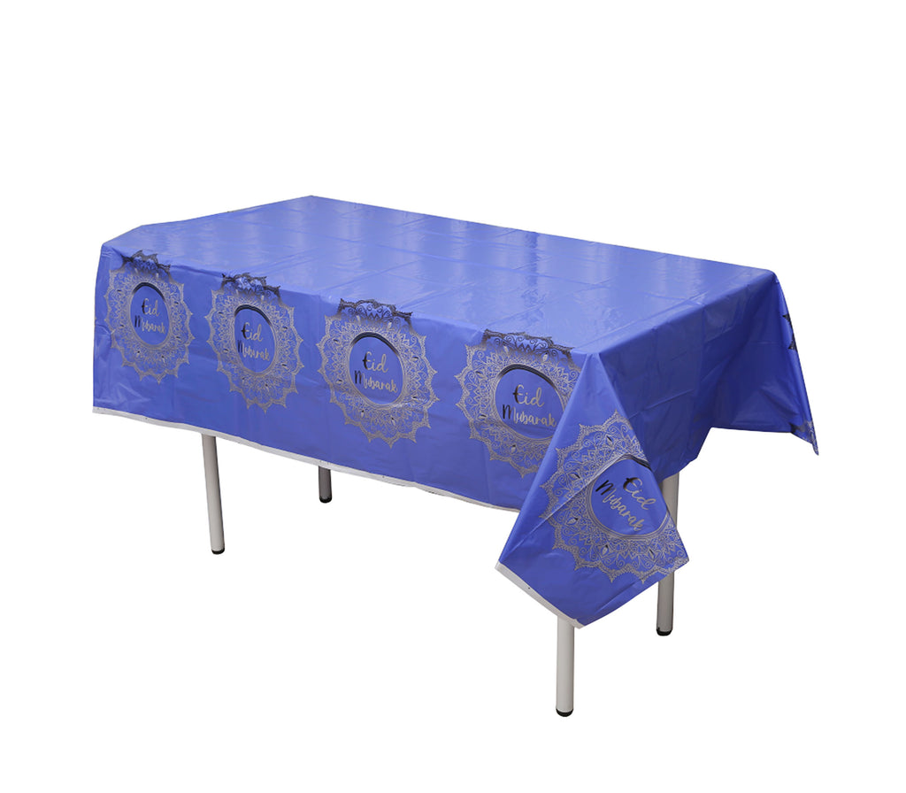 Eid Mubarak Purple and Silver Reusable Tablecloth U-SHINE CRAFT CO.