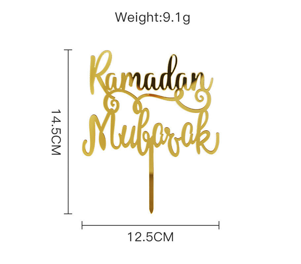 Ramadan Mubarak Acrylic Gold Cake Topper Muslim Memories