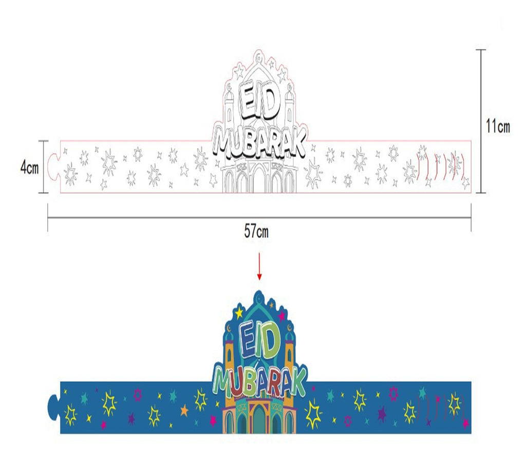 Pack of 5 Ready To Wear Eid Mubarak Crown Party Favors LITTLE MECCA PRESS