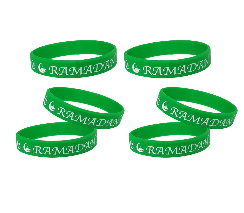 Ramadan Mubarak Green Wristband Set of 6 Pieces Islamic Gifts 123
