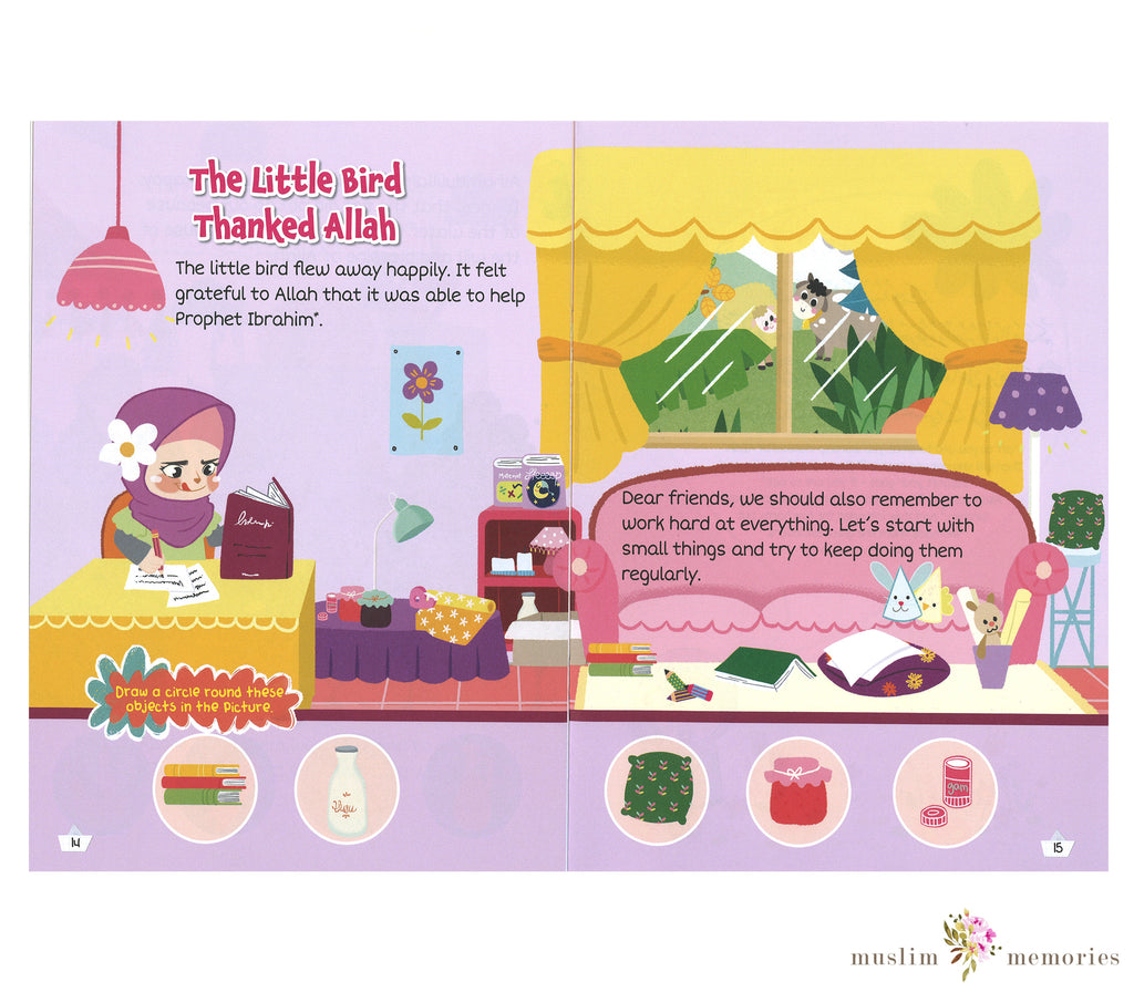 Prophet Ibrahim & The Little Bird Activity Book By Saadah Taib Muslim Memories